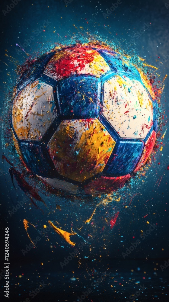 Poster hyperrealistic 3d impressionist design featuring vibrant liquid paint splashes in various colors for