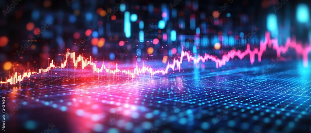 Poster colorful digital waveforms representing data analysis trends