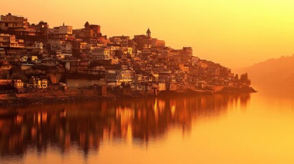 Riverside Craftsmanship at Golden Hour in Urban Setting