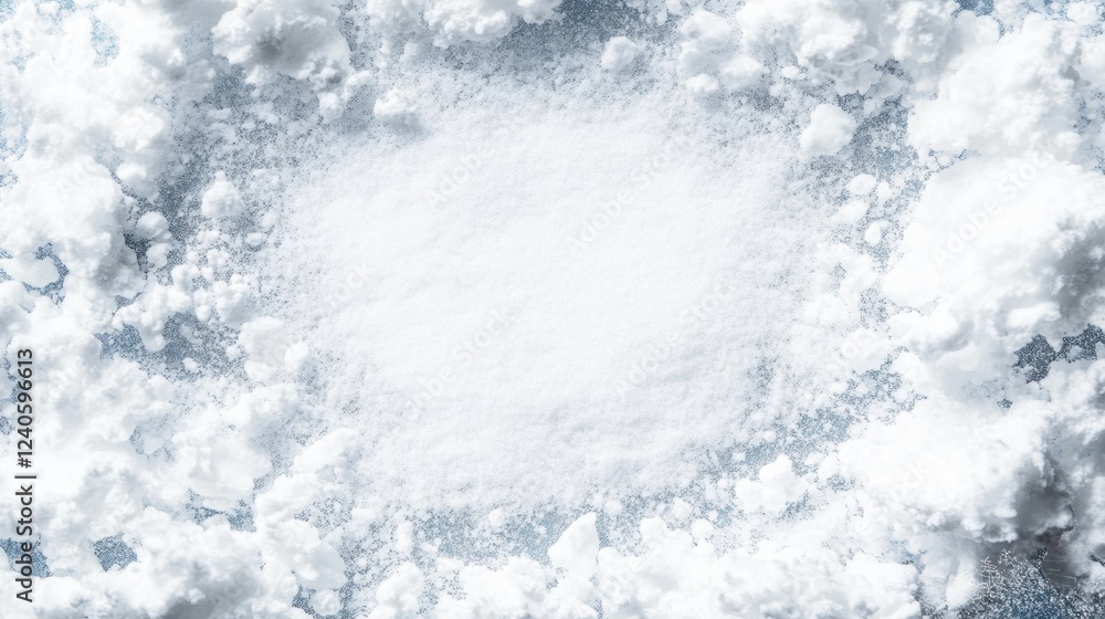 Leinwandbilder White powder scattered evenly on a reflective surface, creating an interesting visual texture with depth and contrast. Generative AI