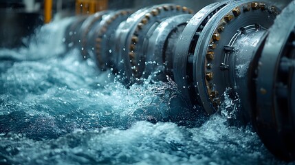Close-Up Shot of Idaho Falls Power HydroElectric Project Highlighting Turbine Design and Engineering