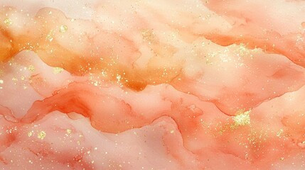 Fototapeta premium Soft Abstract Watercolor Background with Gold Glitter Accents