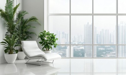 Serene Modern Cityscape Relaxation Room