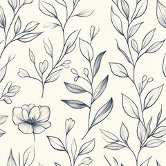 Elegant Line Art Floral Pattern Design