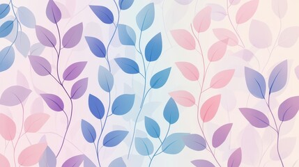Pastel Leaves Pattern Soft Color Branches Design