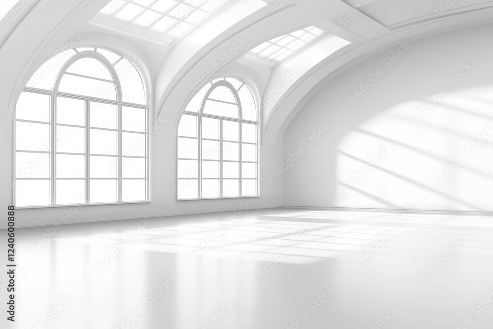 Aufkleber futuristic technology and minimal geometric shapes integrated into a modern architectural design, pr