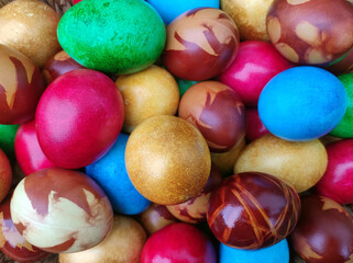 colorful Easter eggs in the basket 
