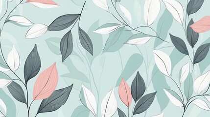 Elegant Pastel Leaves Botanical Pattern Design