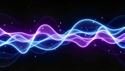 Abstract digital waves with glowing code in 3D space, tech concept