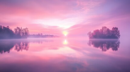 Fototapeta premium Serene Morning Reflections on Calm Water