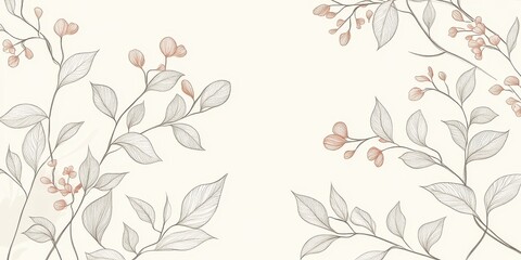 Delicate Line Art Botanical Floral Design