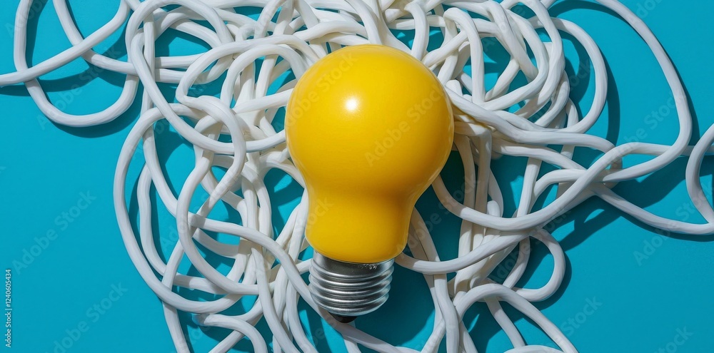 Poster a flat lay of a light bulb illustrating the theme of simplifying intricate concepts.