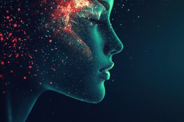 Ethereal portrait of a woman with cosmic elements surrounding