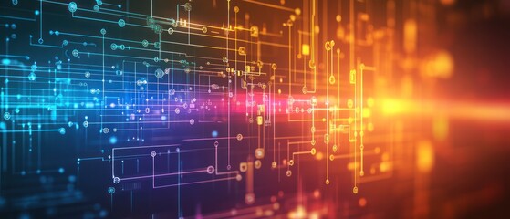 Fototapeta premium Abstract digital lines and lights in vibrant colors