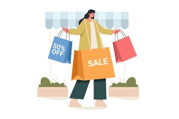 Shopping Frenzy Discount and Offers Illustration