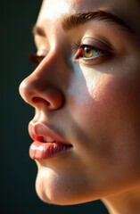 Young woman showing perfect skin and natural beauty