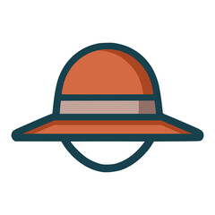 hiking hat outdoor activity explore travel flat color vector illustration template design