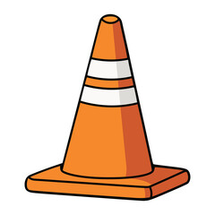 traffic cone safety equipment road warning flat color vector illustration template design
