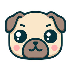 cute pug head pet animal dog flat color vector illustration template design