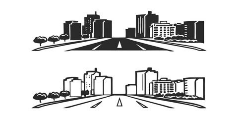 Fototapeta premium Albuquerque, New Mexico Skyline – Modern Line Art City Illustration