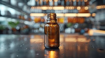A small pocket-sized disinfectant solution bottle, placed on a doctor's workstation.