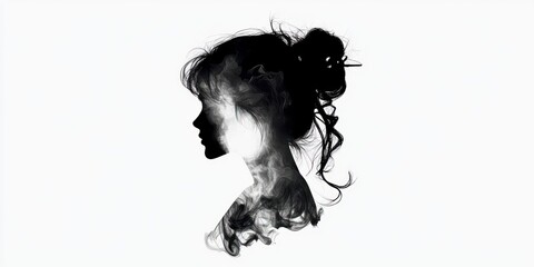 Fototapeta premium Silhouette of a girl captures the essence of femininity with elegant lines, representing a strong yet minimalistic portrayal of womanhood and self-expression