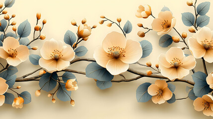 Peach Blossom Branch, Elegant Floral Design, Nature's Beauty