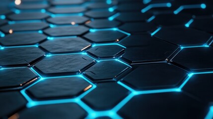 Futuristic hexagonal pattern with glowing blue edges