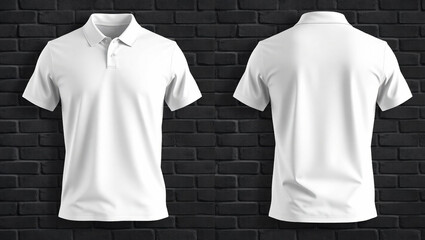Polo t-shirt mockup. white blank polo t-shirt front and back side. male t shirt template.