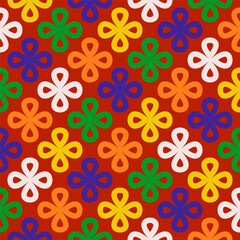 Set of seamless linear patterns featuring colorful clover shapes on a Christmas background. Merry Christmas inspired designs for holiday fashion, textiles, home decor, and print