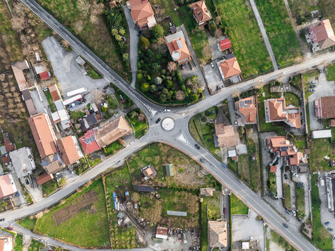 Aerial view of Serino countryside, along the Mount Terminio, Irpinia, Avellino, Campania, Italy.