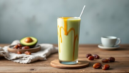 Delicious Avocado Date Smoothie Recipe with Caramel Drizzle
