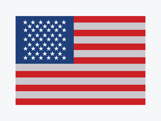 Vector illustration of United States of America flagt in cartoon flat style. US flag symbol. Red, white and blue