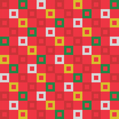 Seamless pattern of colorful squares in check and plaid designs. Abstract geometric shapes create a modern look, ideal for luxury textiles and wallpapers. High quality vector with a playful feel