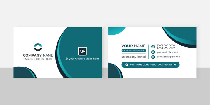 Modern business card design templete with circle type elliptical professional orange green and black shape.