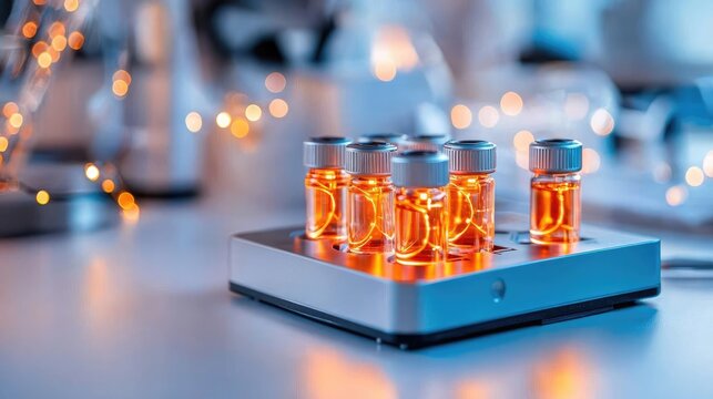 Battery replacement electronics concept. Battery thermal imaging, futuristic diagnostics equipment, high-tech laboratory