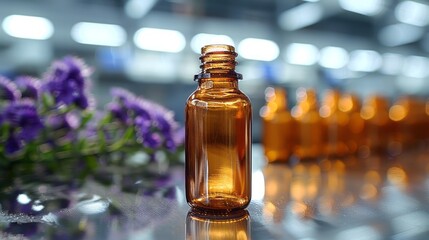 A small pocket-sized disinfectant solution bottle, placed on a doctor's workstation.