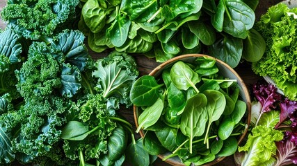 A vibrant assortment of fresh green leafy vegetables