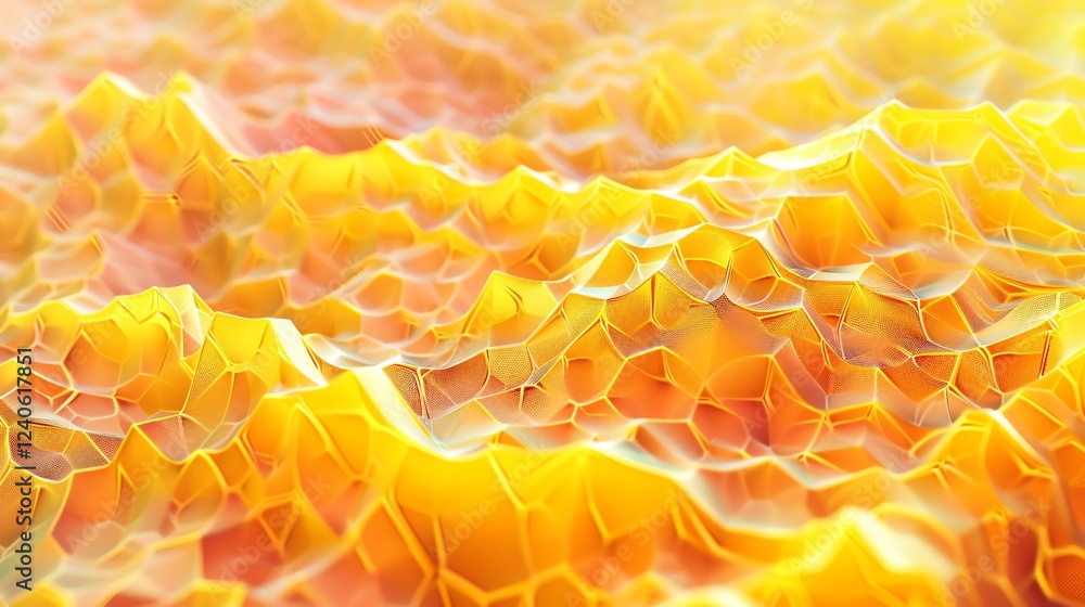 Poster abstract yellow background with a honeycomb pattern. the background is bright and sunny, with a warm