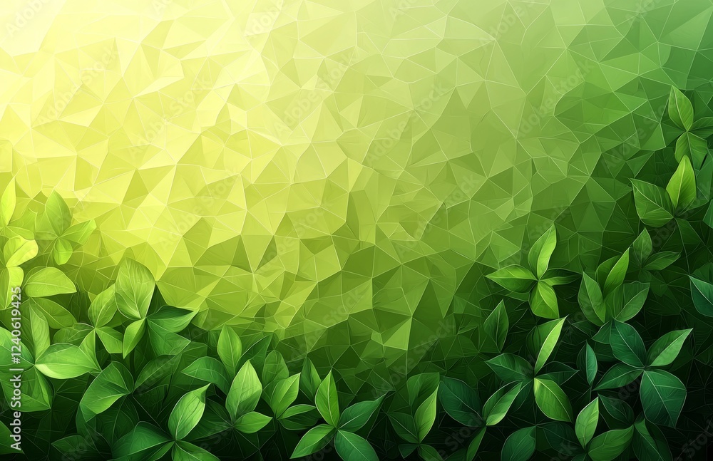 Poster abstract texture with geometric triangles in a green pattern on a modern background