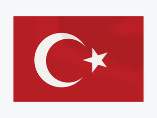 Obraz premium Vector illustration of Turkey flag in cartoon flat stule. Red and white Crescent moon