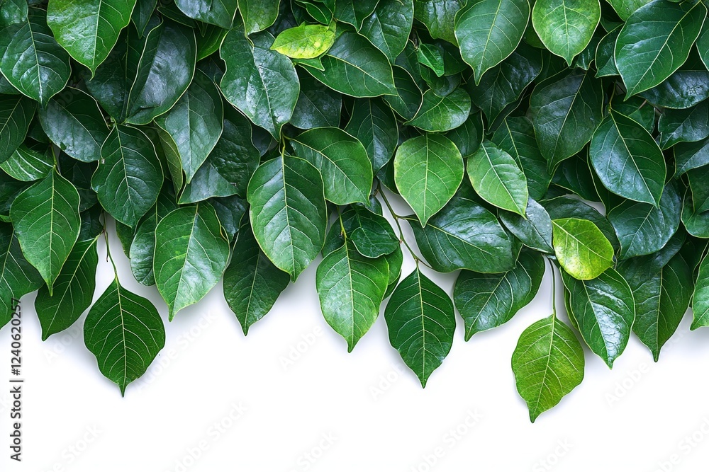 Poster green leafy tree branch isolated for retouch object design