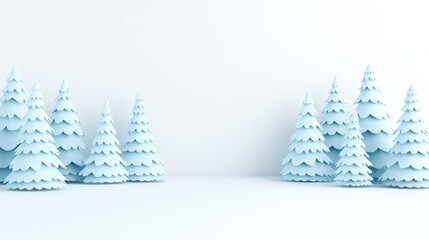 Obraz premium Snowy winter trees, white background, Christmas card design