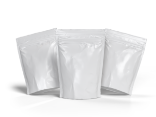 3D Realistic blank pouch plastic bag mockup with zipper isolated. Ziplock bag product containers for presentation branding coffee, candy, spices, food pouch, snack sachet or resealable packaging