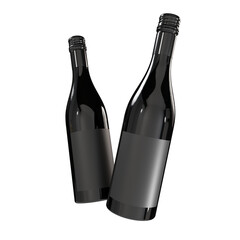 3D Mockups bottle of wine or champagne with foil cap and label isolated on background. Bottle container used for champagne, drink alcohol, water, liquid product and wine. Place your product design