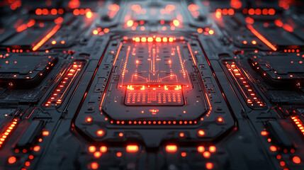 Abstract Futuristic Circuit Board: Cyberpunk Technology and Digital Network.  A mesmerizing digital art exploring themes of innovation, connection, and artificial intelligence.
