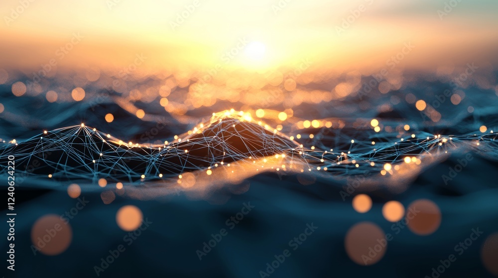 Poster technology background that's abstract. incorporates a plexus mesh. modern imagery
