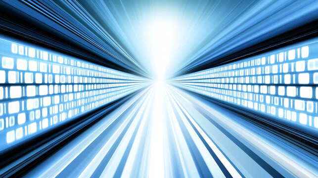 Dynamic digital tunnel with binary code and light burst