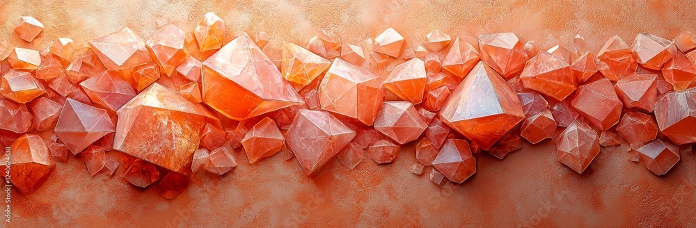 Poster a vibrant orange background filled with geometric rhombuses creates a panoramic abstract design. pan