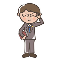敬礼をする男性弁護士の全身イラスト